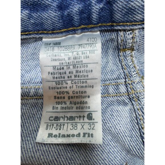 Carhartt Men’s Denim Blue Jeans Sz 38X32 B17-DST Relaxed Fit Outdoor Workwear - Picture 4 of 7